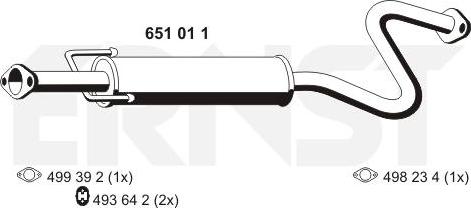 ERNST 651011 - Средний глушитель выхлопных газов autospares.lv