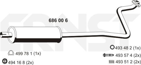 ERNST 686006 - Средний глушитель выхлопных газов autospares.lv