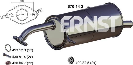 ERNST 670142 - Глушитель выхлопных газов, конечный autospares.lv