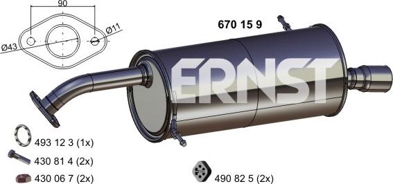 ERNST 670159 - Глушитель выхлопных газов, конечный autospares.lv