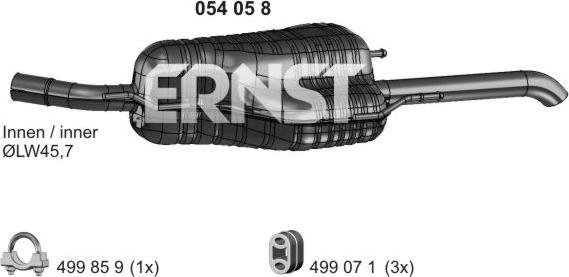ERNST 054058 - Глушитель выхлопных газов, конечный autospares.lv