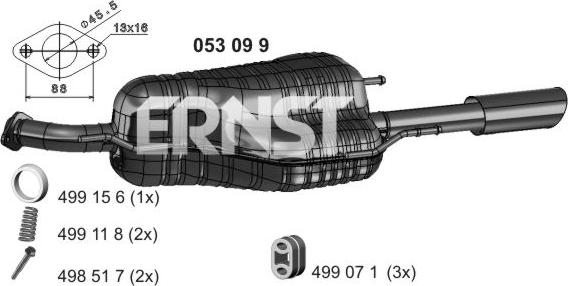 ERNST 053099 - Глушитель выхлопных газов, конечный autospares.lv