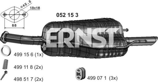 ERNST 052153 - Глушитель выхлопных газов, конечный autospares.lv