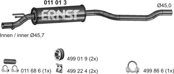 ERNST 011013 - Предглушитель выхлопных газов autospares.lv