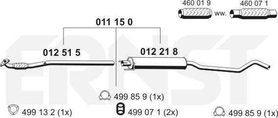 ERNST 011150 - Средний глушитель выхлопных газов autospares.lv