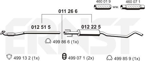 ERNST 011266 - Средний глушитель выхлопных газов autospares.lv