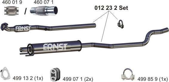 ERNST 012232 - Средний глушитель выхлопных газов autospares.lv