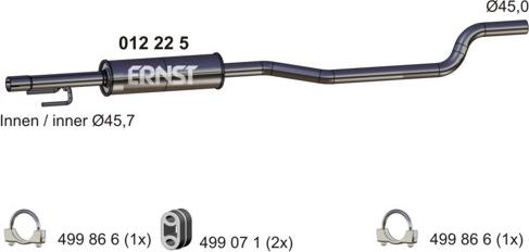 ERNST 012225 - Средний глушитель выхлопных газов autospares.lv