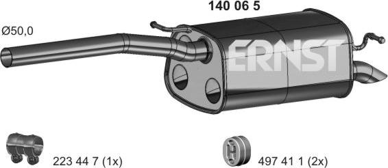 ERNST 140065 - Глушитель выхлопных газов, конечный autospares.lv