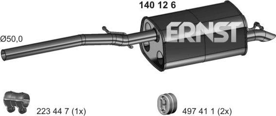 ERNST 140126 - Глушитель выхлопных газов, конечный autospares.lv