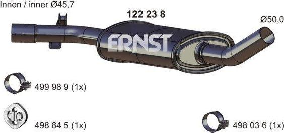 ERNST 122238 - Средний глушитель выхлопных газов autospares.lv