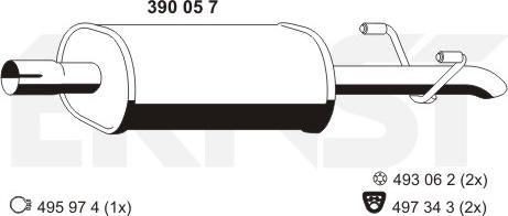 ERNST 390057 - Средний глушитель выхлопных газов autospares.lv