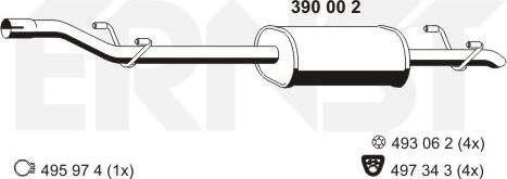 ERNST 390002 - Средний глушитель выхлопных газов autospares.lv