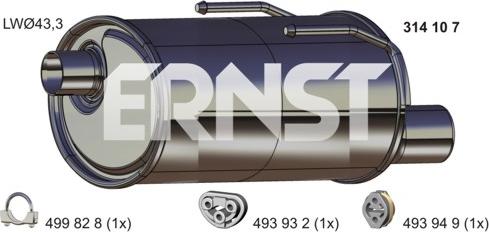 ERNST 314107 - Глушитель выхлопных газов, конечный autospares.lv