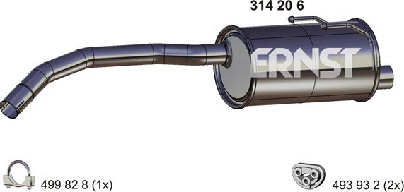 ERNST 314206 - Глушитель выхлопных газов, конечный autospares.lv