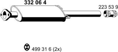 ERNST 332064 - Средний глушитель выхлопных газов autospares.lv