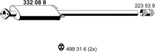 ERNST 332088 - Средний глушитель выхлопных газов autospares.lv