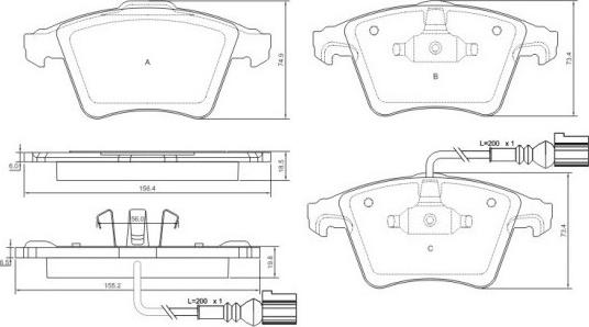 E.T.F. 12-1508 - Тормозные колодки, дисковые, комплект autospares.lv