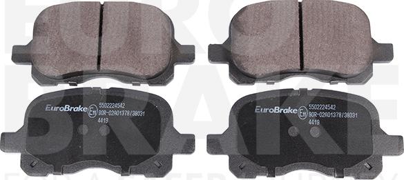 Eurobrake 5502224542 - Тормозные колодки, дисковые, комплект autospares.lv