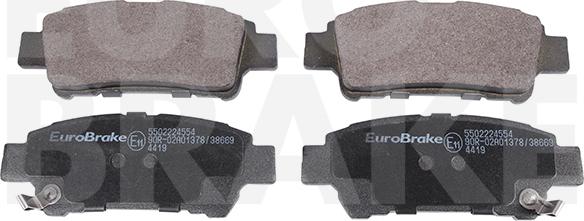 Eurobrake 5502224554 - Тормозные колодки, дисковые, комплект autospares.lv