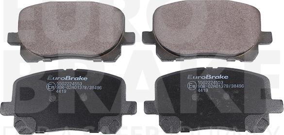 Eurobrake 5502224553 - Тормозные колодки, дисковые, комплект autospares.lv