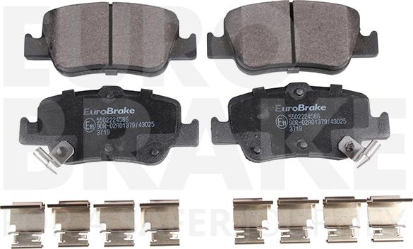 Eurobrake 5502224586 - Тормозные колодки, дисковые, комплект autospares.lv