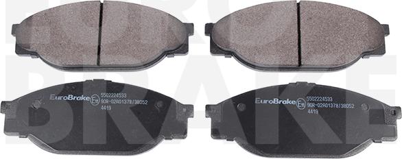 Eurobrake 5502224533 - Тормозные колодки, дисковые, комплект autospares.lv