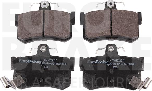 Eurobrake 5502224017 - Тормозные колодки, дисковые, комплект autospares.lv