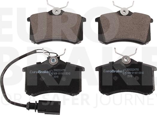 Eurobrake 5502224755 - Тормозные колодки, дисковые, комплект autospares.lv
