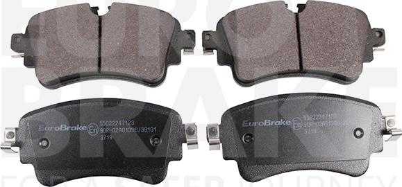 Eurobrake 55022247123 - Тормозные колодки, дисковые, комплект autospares.lv