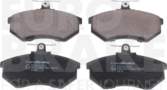 Eurobrake 5502224720 - Тормозные колодки, дисковые, комплект autospares.lv