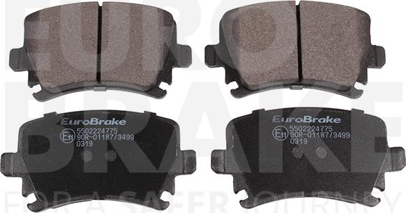 Eurobrake 5502224775 - Тормозные колодки, дисковые, комплект autospares.lv