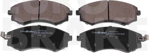 Eurobrake 5502225010 - Тормозные колодки, дисковые, комплект autospares.lv