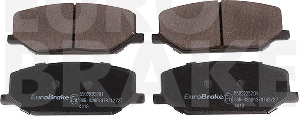 Eurobrake 5502225201 - Тормозные колодки, дисковые, комплект autospares.lv