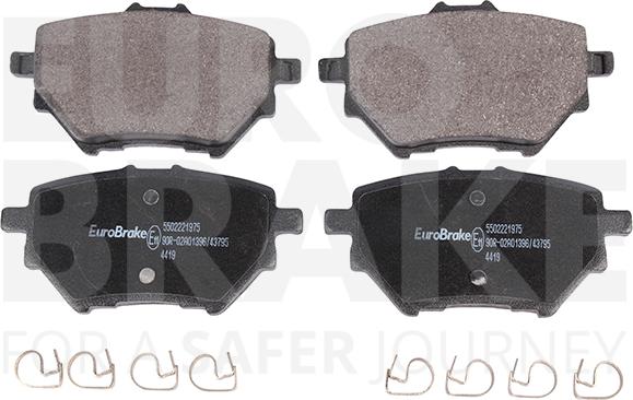 Eurobrake 5502221975 - Тормозные колодки, дисковые, комплект autospares.lv