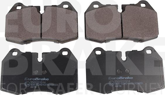 Eurobrake 5502221514 - Тормозные колодки, дисковые, комплект autospares.lv