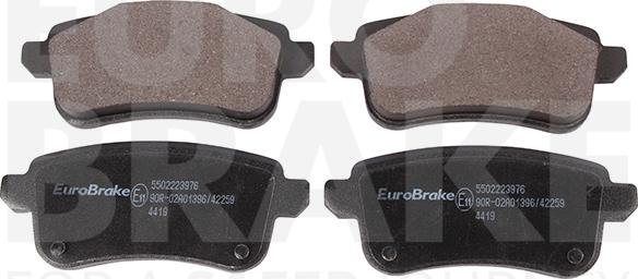 Eurobrake 5502223976 - Тормозные колодки, дисковые, комплект autospares.lv