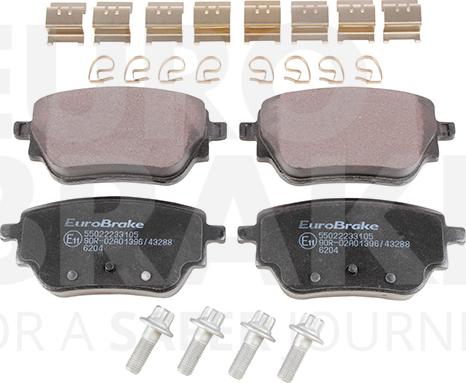 Eurobrake 55022233105 - Тормозные колодки, дисковые, комплект autospares.lv