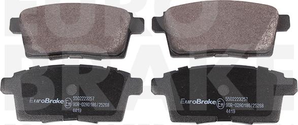 Eurobrake 5502223257 - Тормозные колодки, дисковые, комплект autospares.lv