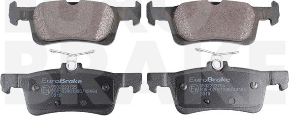 Eurobrake 5502223755 - Тормозные колодки, дисковые, комплект autospares.lv