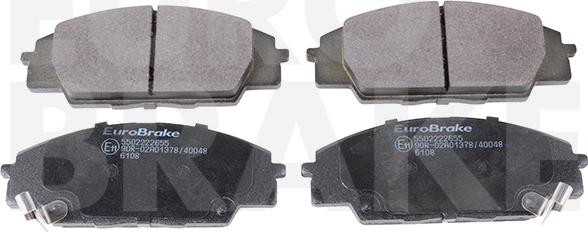 Eurobrake 5502222655 - Тормозные колодки, дисковые, комплект autospares.lv