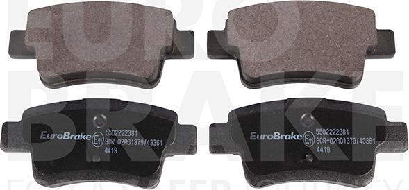 Eurobrake 5502222381 - Тормозные колодки, дисковые, комплект autospares.lv