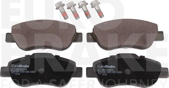 Eurobrake 5502222375 - Тормозные колодки, дисковые, комплект autospares.lv