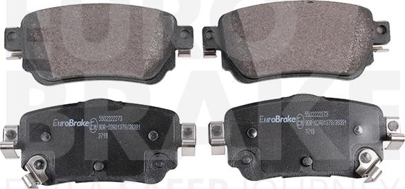 Eurobrake 5502222273 - Тормозные колодки, дисковые, комплект autospares.lv