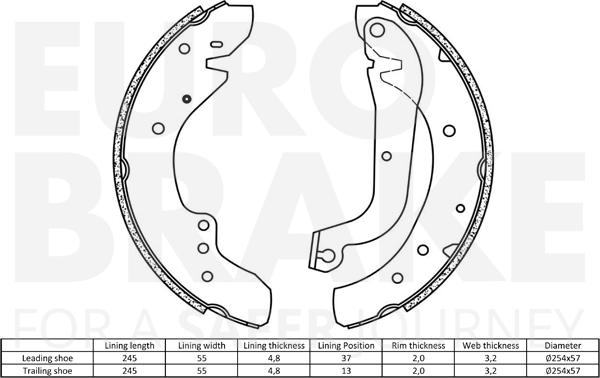 Eurobrake 58492799577 - Комплект тормозных колодок, барабанные autospares.lv