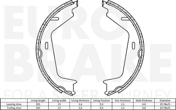 Eurobrake 58492748578 - Комплект тормозных колодок, барабанные autospares.lv