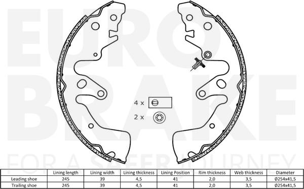 Eurobrake 58492752783 - Комплект тормозных колодок, барабанные autospares.lv