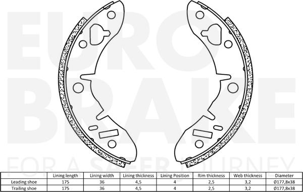 Eurobrake 58492712033 - Комплект тормозных колодок, барабанные autospares.lv