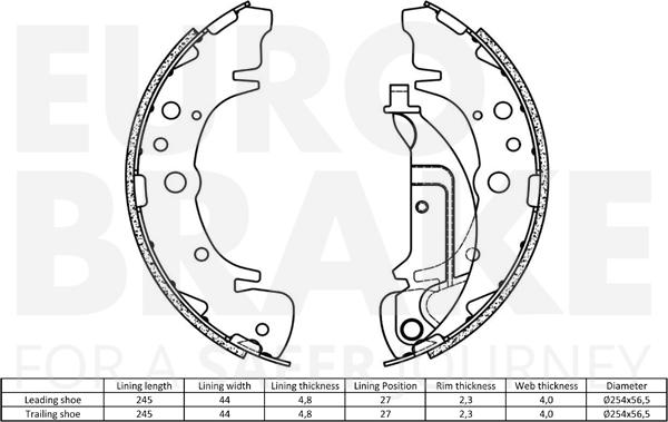 Eurobrake 58492734666 - Комплект тормозных колодок, барабанные autospares.lv