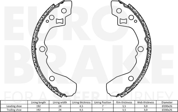 Eurobrake 58492735679 - Комплект тормозных колодок, барабанные autospares.lv